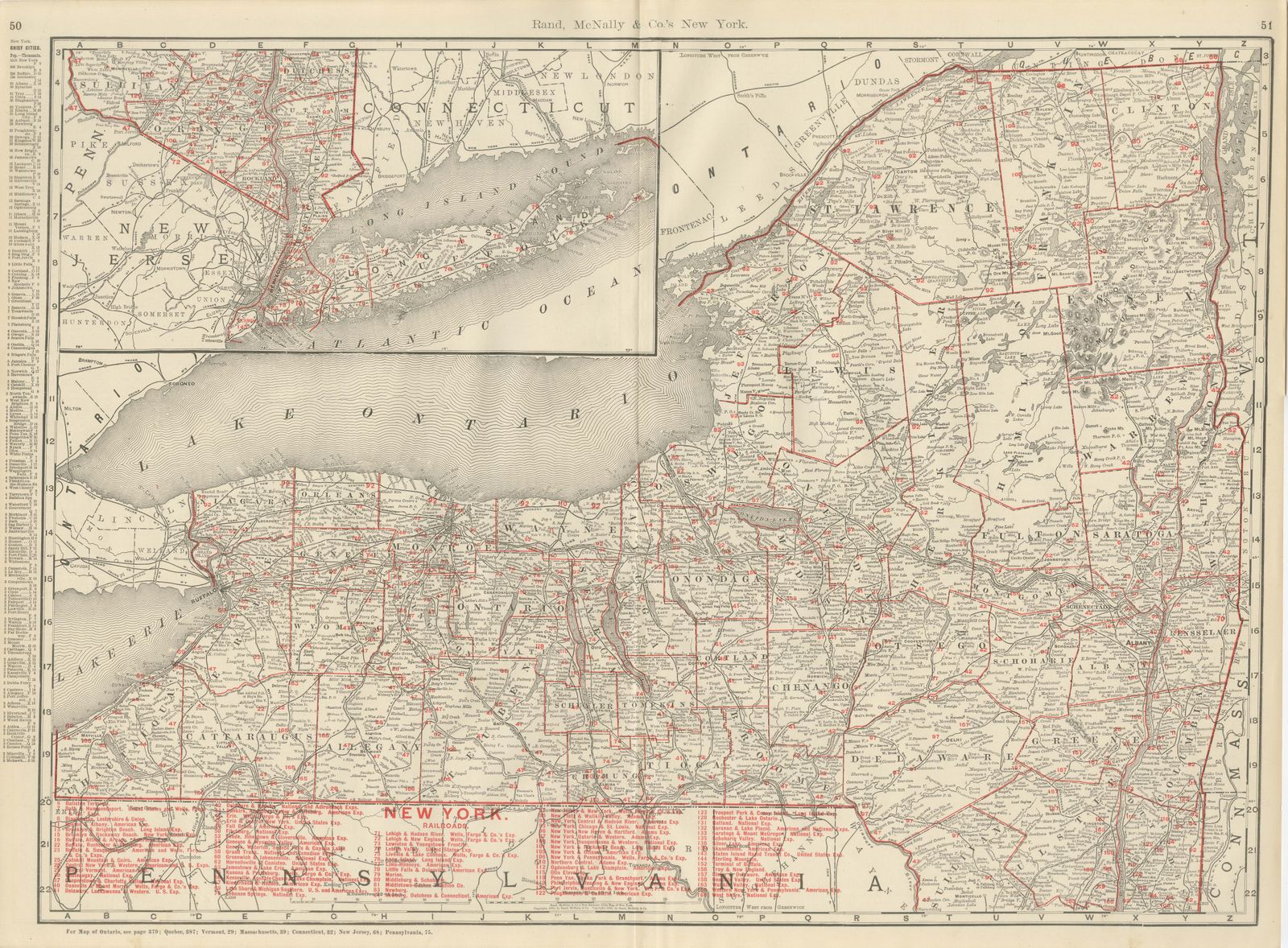 Antique Map of New York State, The Empire State, Rand McNally, 1899