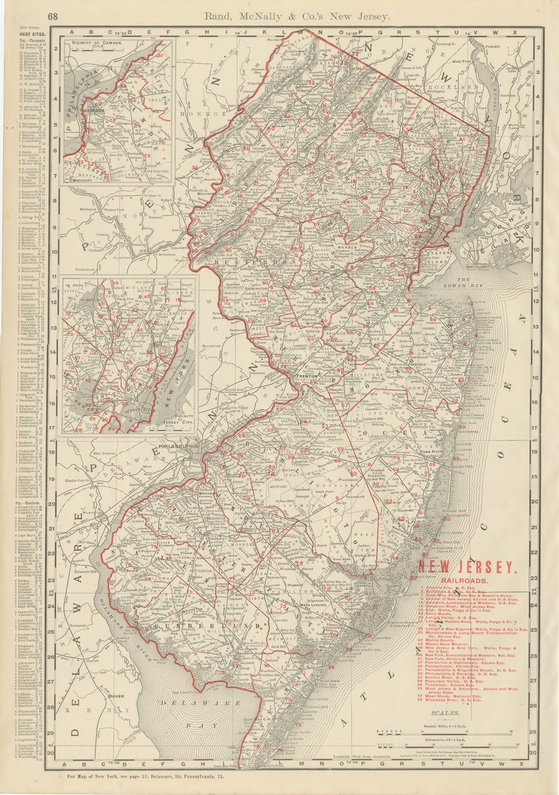 Antique Map of New Jersey, The Garden State, Rand McNally, 1899
