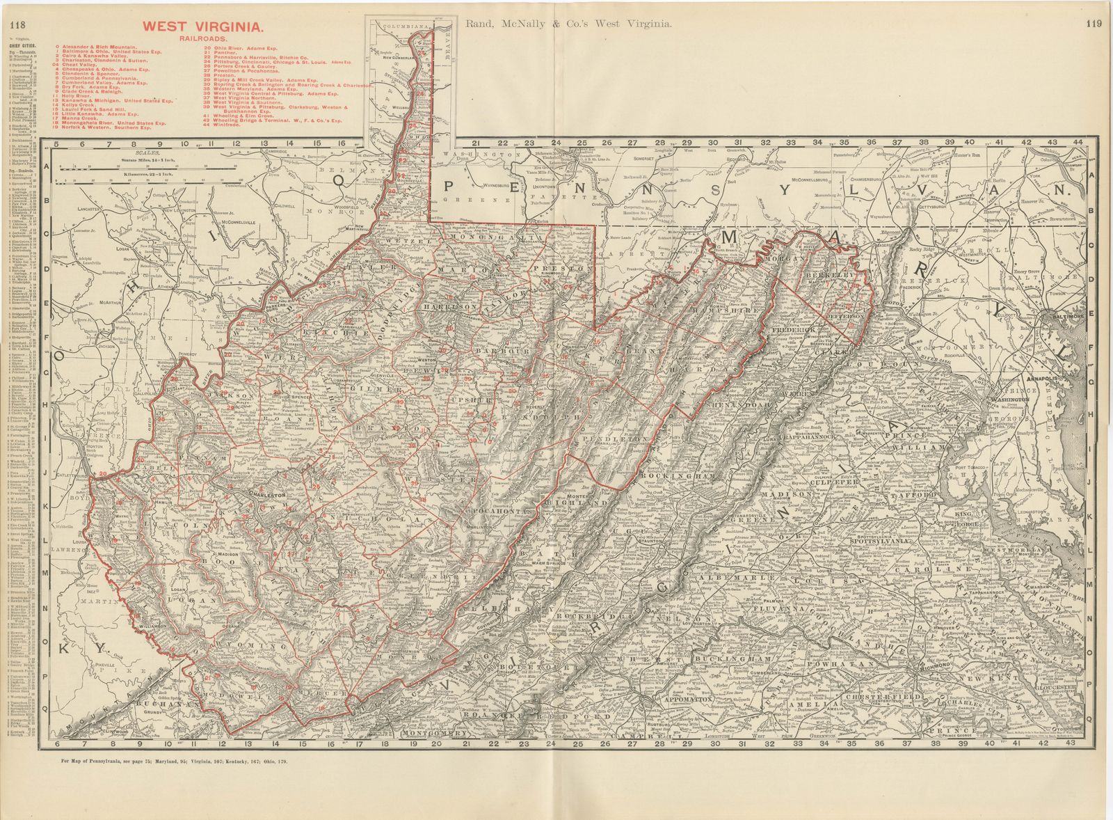 Antique Map of West Virginia, The Mountain State, Rand McNally, 1899