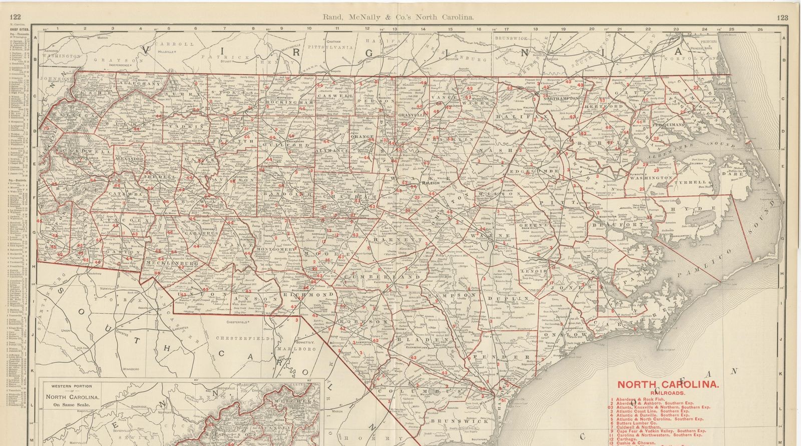 Antique Map of North Carolina, The Tar Heel State, Rand McNally, 1899