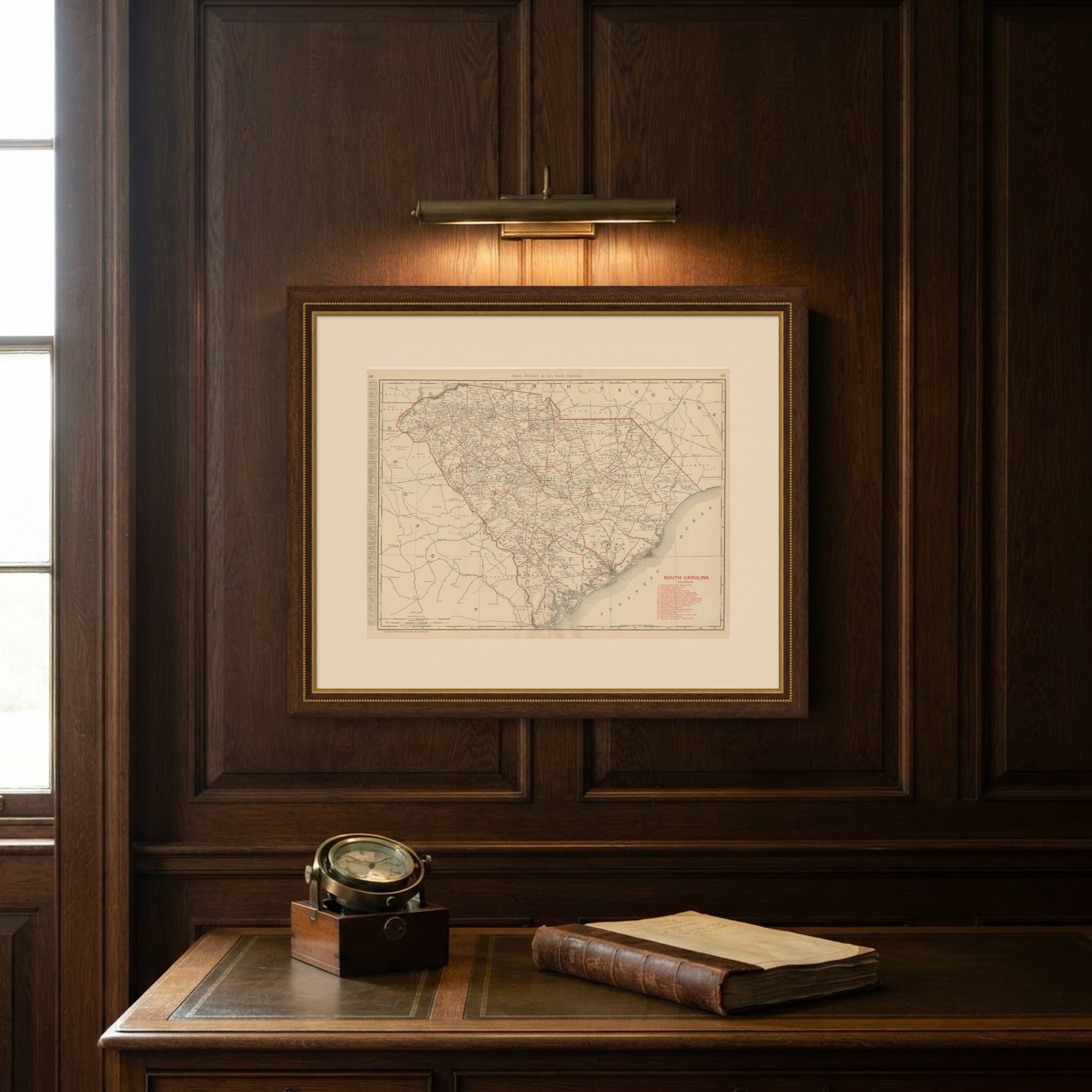 Antique Map of South Carolina, The Palmetto State, Rand McNally, 1899