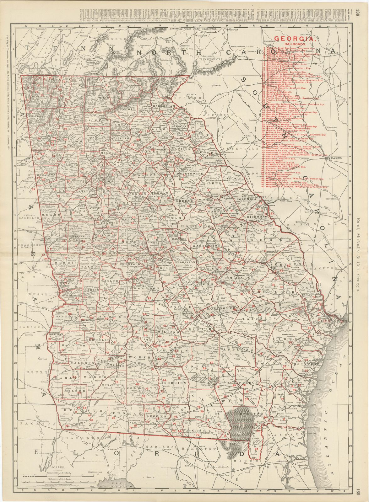 Antique Map of Georgia, The Peach State, Rand McNally, 1899