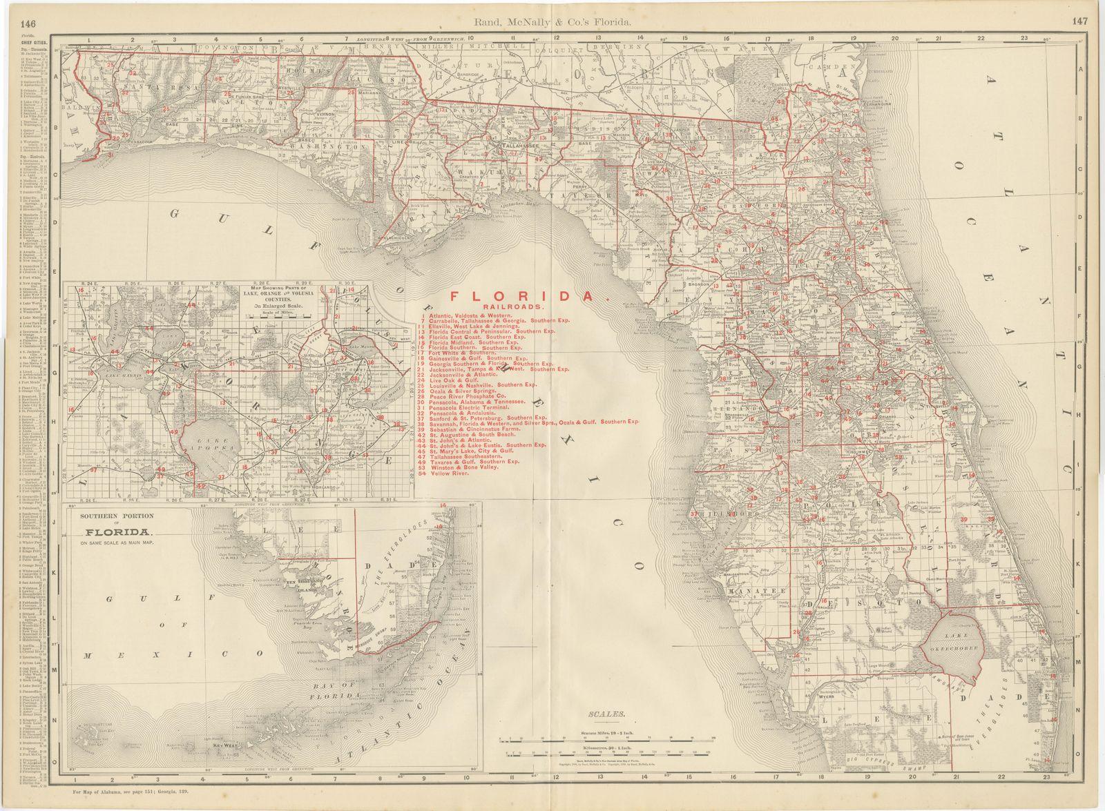 Antique Map of Florida, The Sunshine State, Rand McNally, 1899
