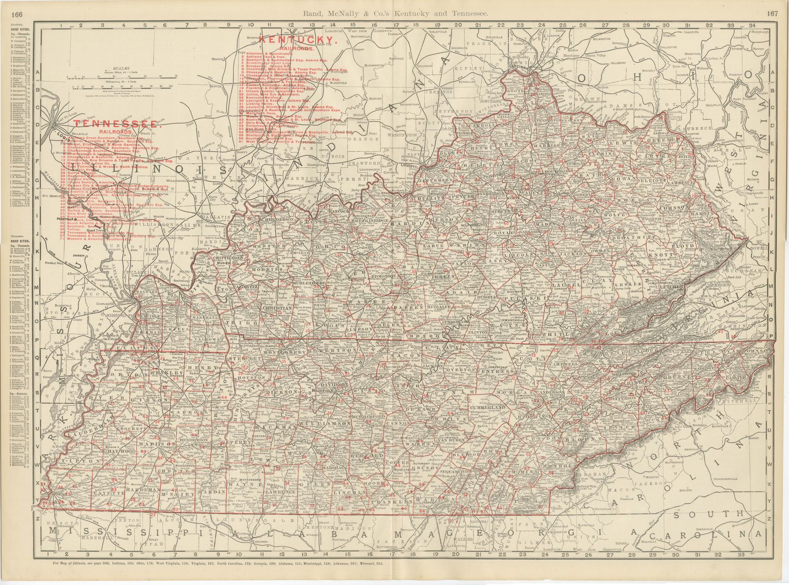 Antique Map of Kentucky and Tennessee, with the Bluegrass Region, 1899