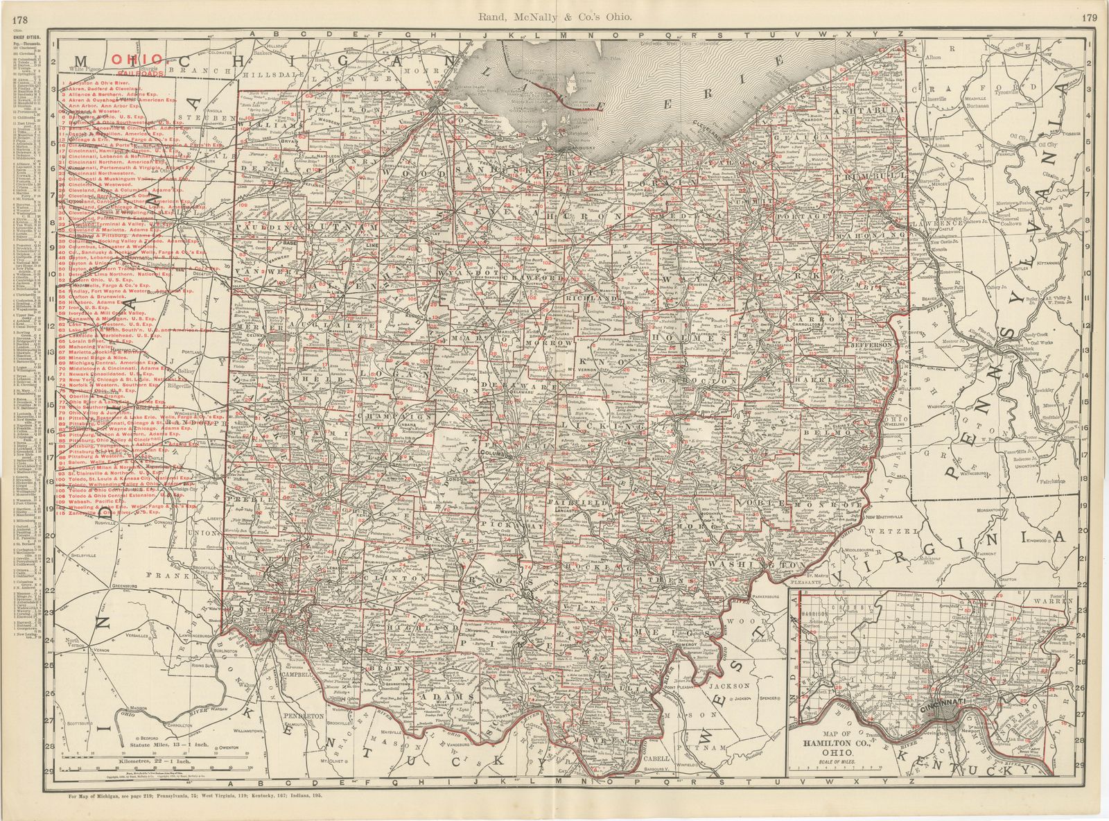 Antique Map of Ohio, The Buckeye State, Rand McNally, 1899