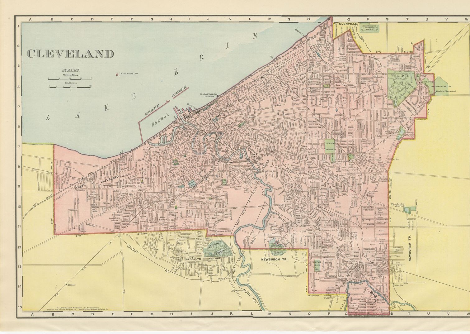 Antique Map of Cleveland, The Forest City, Rand McNally, 1899