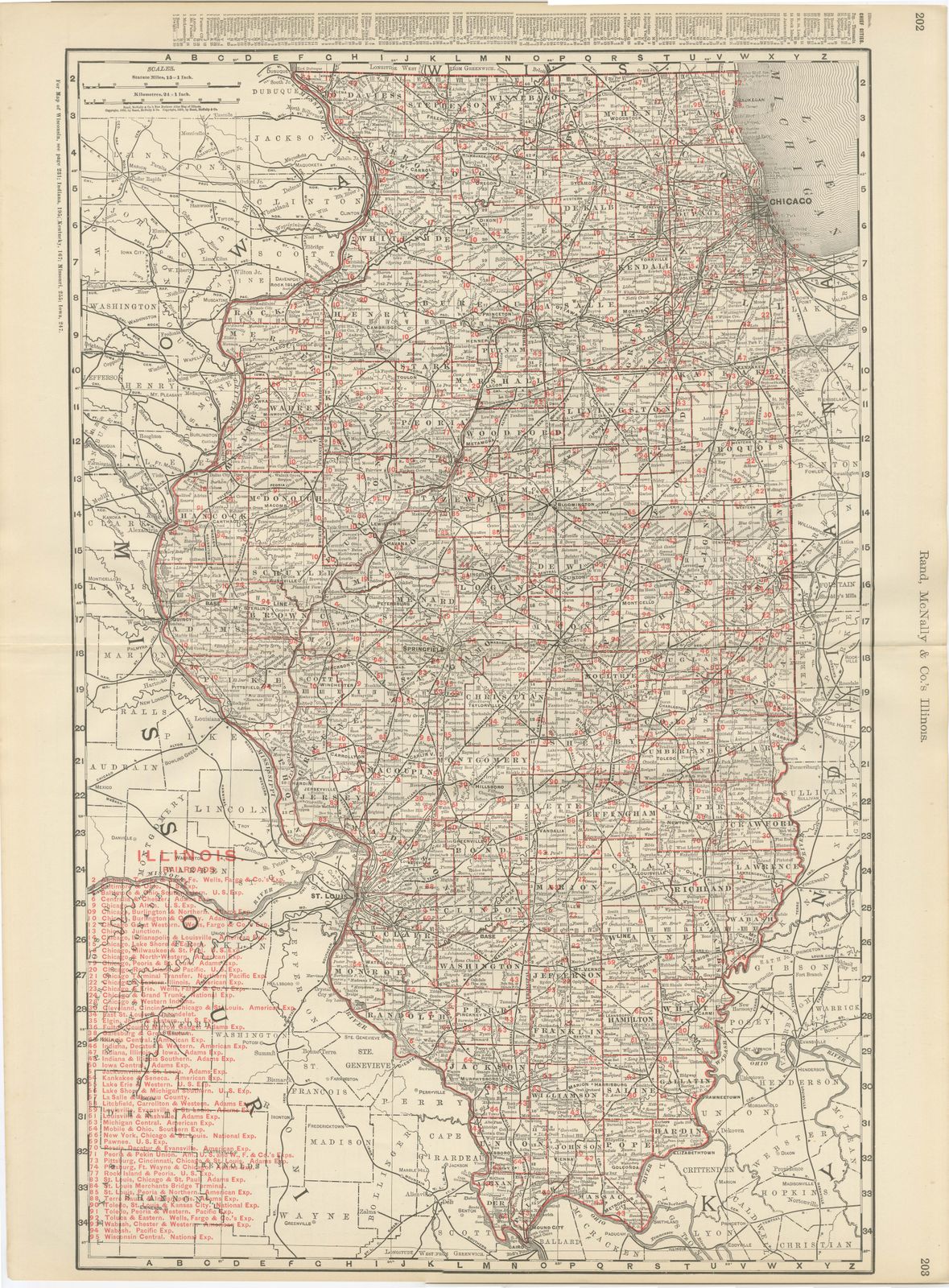 Antique Map of Illinois, The Prairie State, Rand McNally, 1899