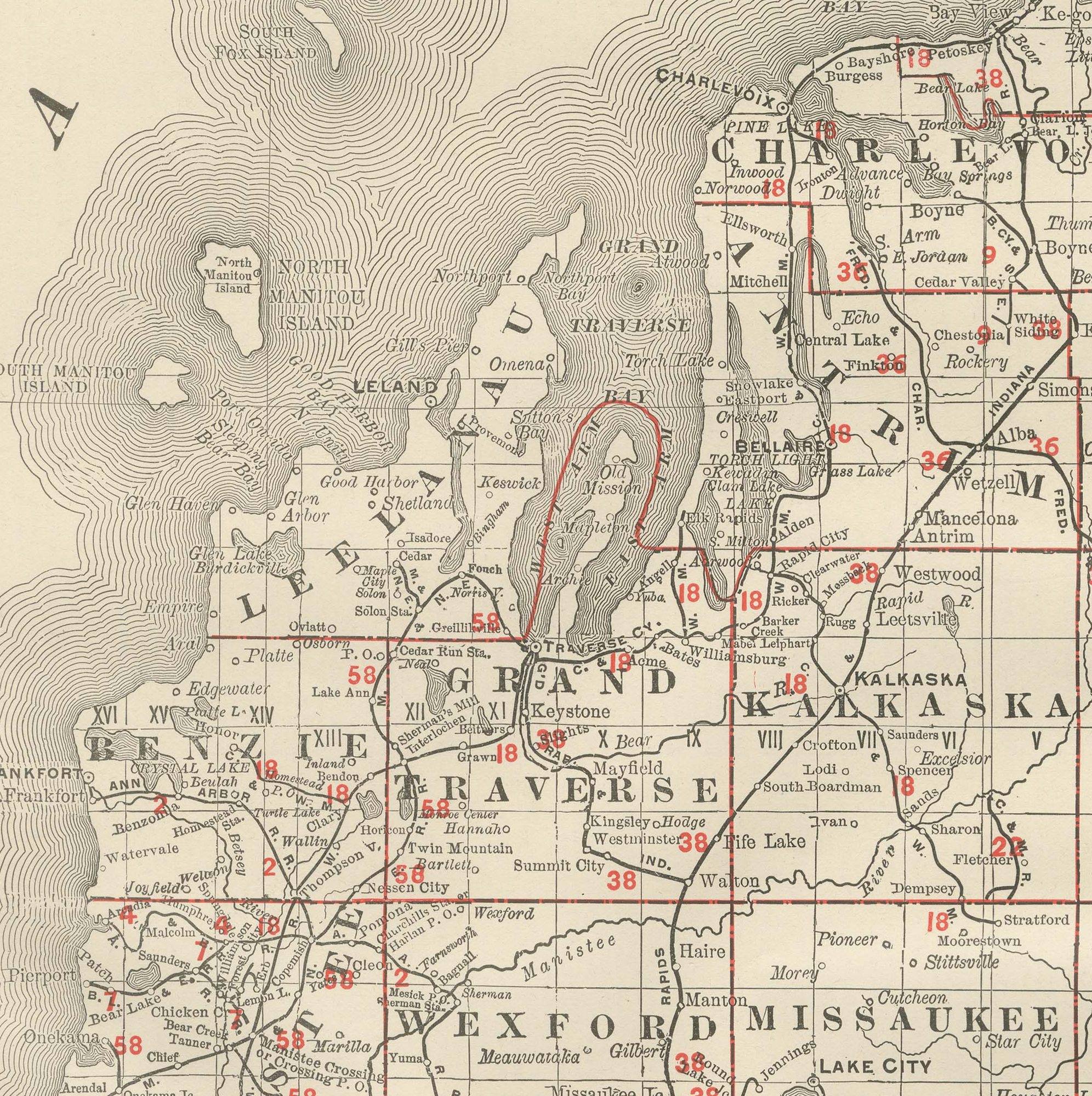 Antique Map of Michigan, The Great Lakes State, Rand McNally, 1899