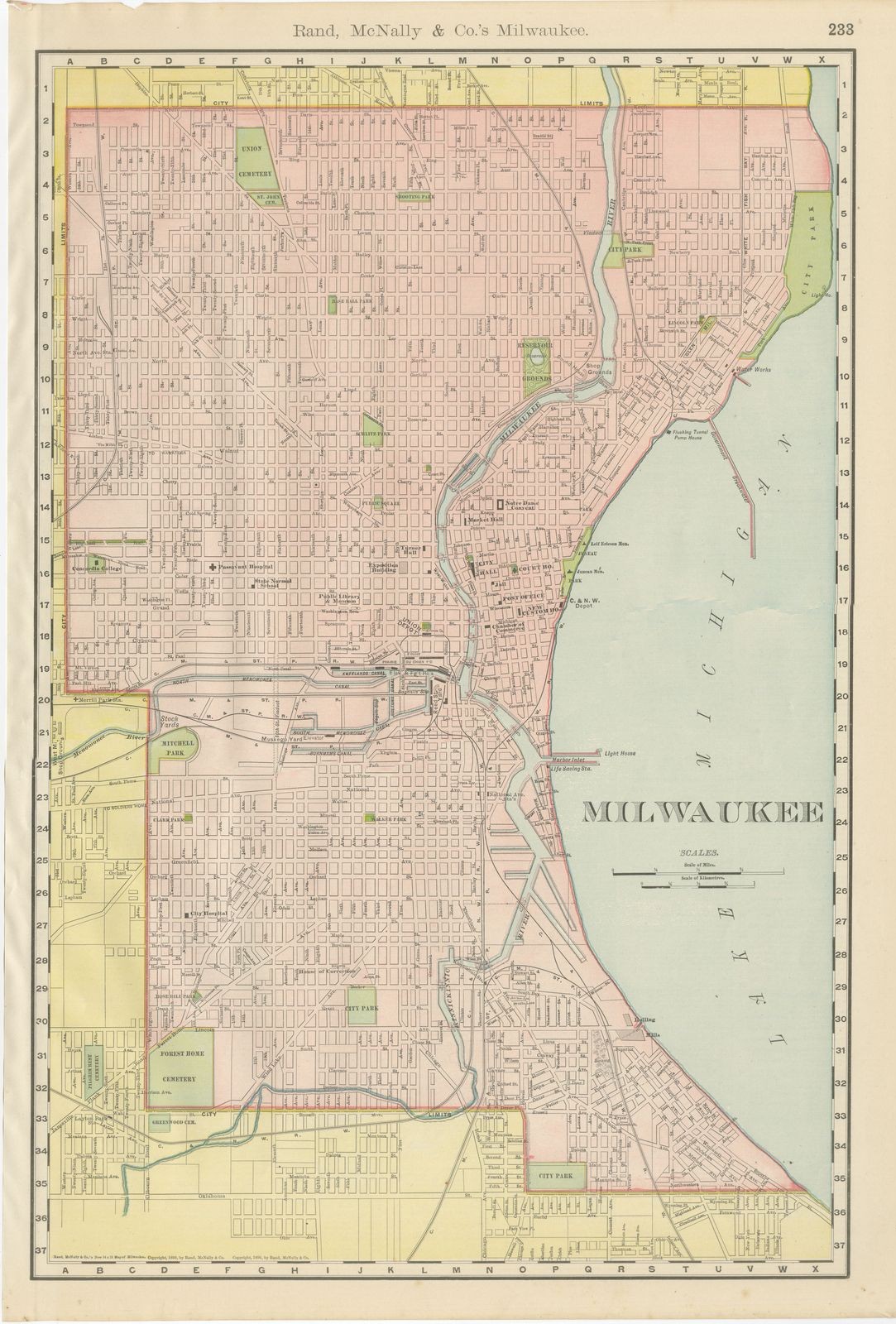 Antique Map of Milwaukee, The Cream City, Rand McNally, 1899