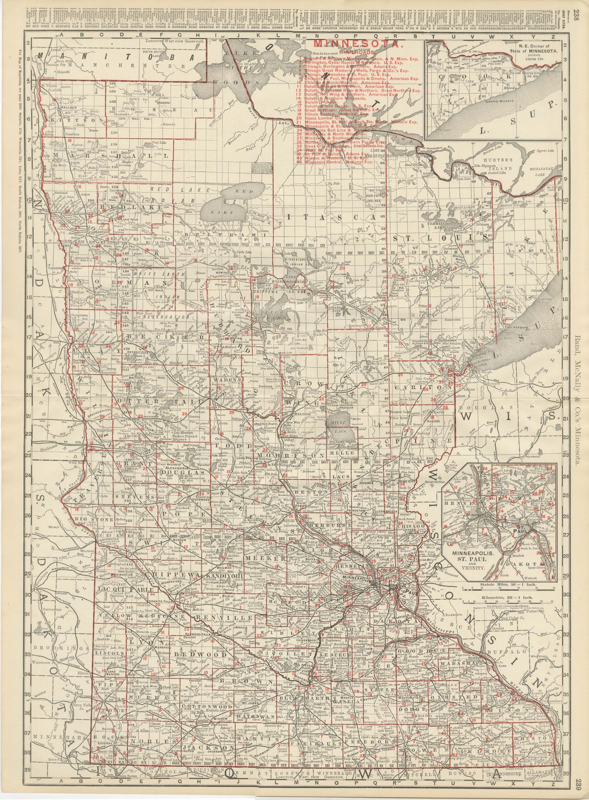 Antique Map of Minnesota, The North Star State, Rand McNally, 1899