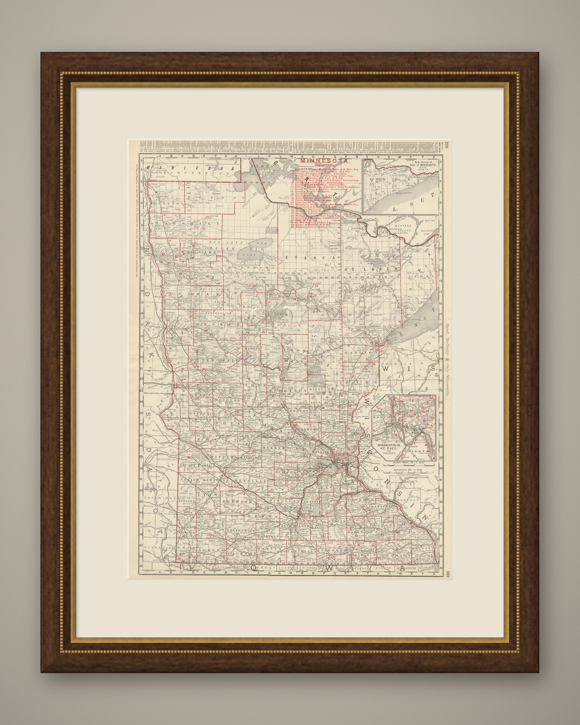Antique Map of Minnesota, The North Star State, Rand McNally, 1899