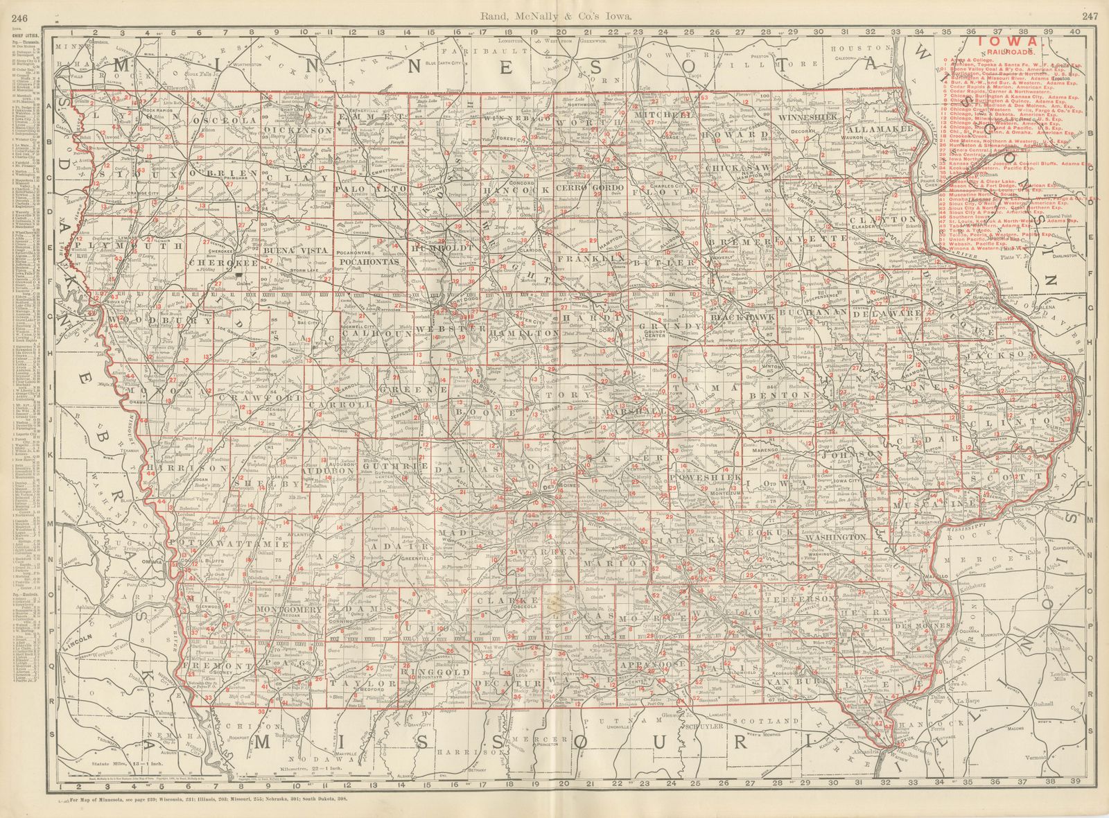Antique Map of Iowa, The Hawkeye State, Rand McNally, 1899