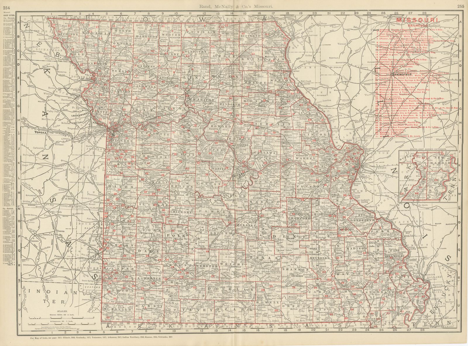 Antique Map of Missouri, The Show-Me State, Rand McNally, 1899