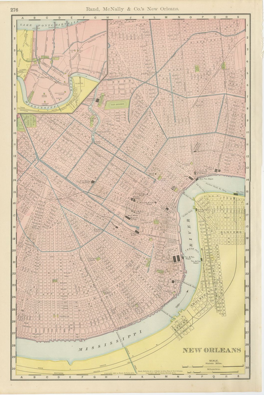 Antique Map of New Orleans, The Crescent City, Rand McNally, 1899