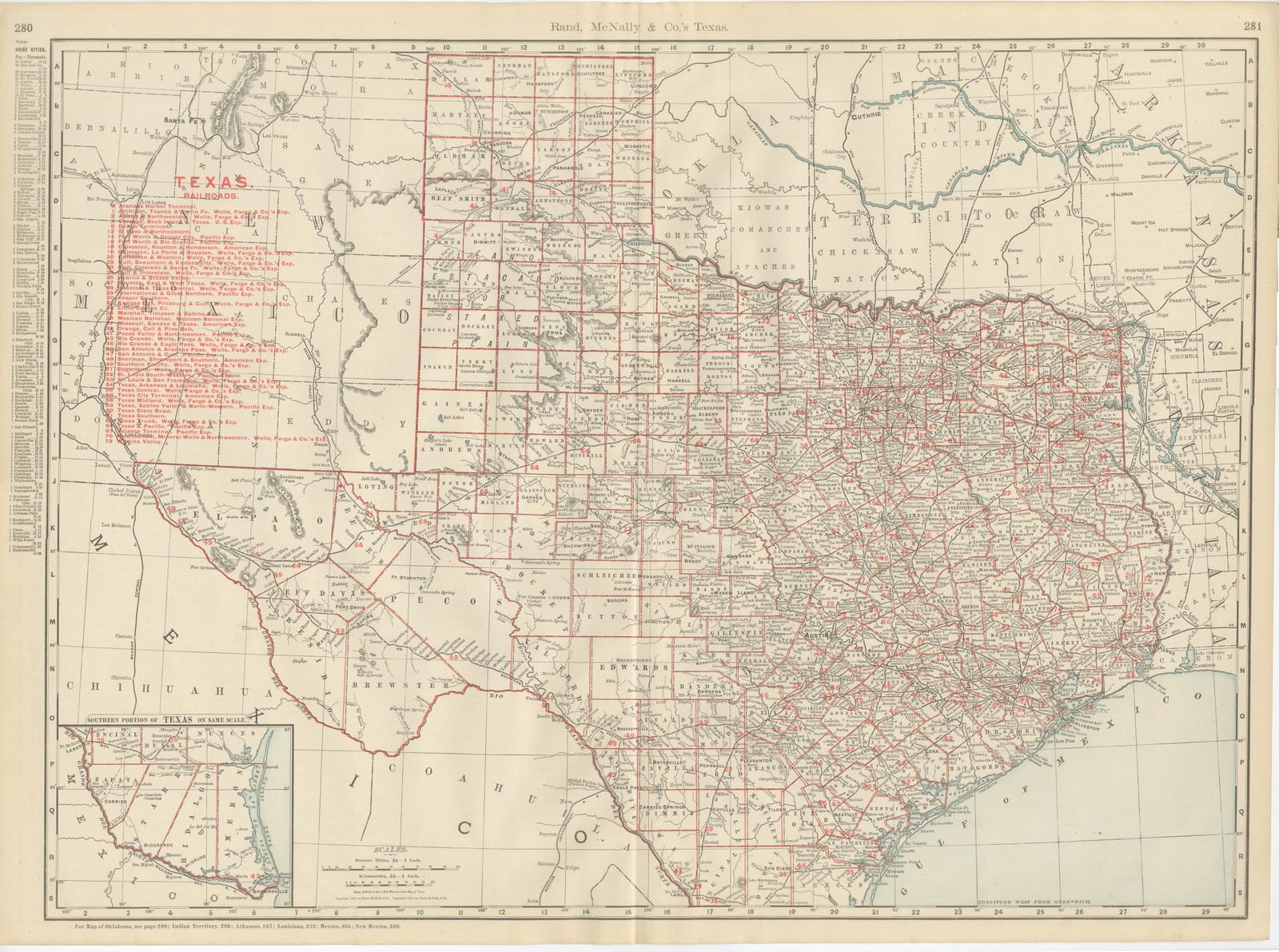 Antique Map of Texas, The Lone Star State, Rand McNally, 1899
