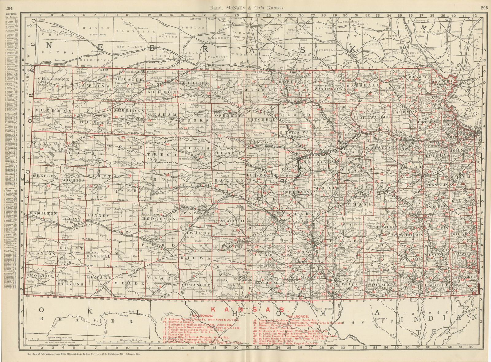 Antique Map of Kansas, The Sunflower State, Rand McNally, 1899