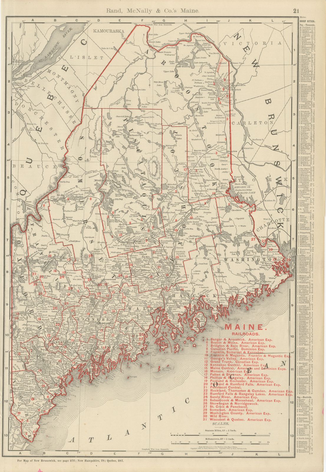 Antique Map of Maine, The Pine Tree State, Rand McNally, 1899