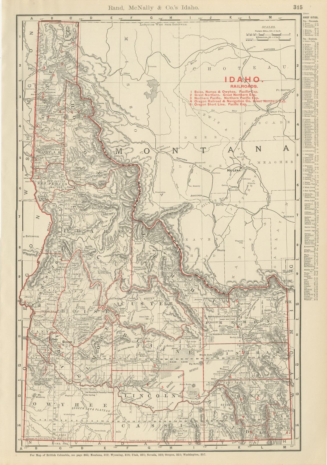Antique Map of Idaho, The Gem State, Rand McNally, 1899