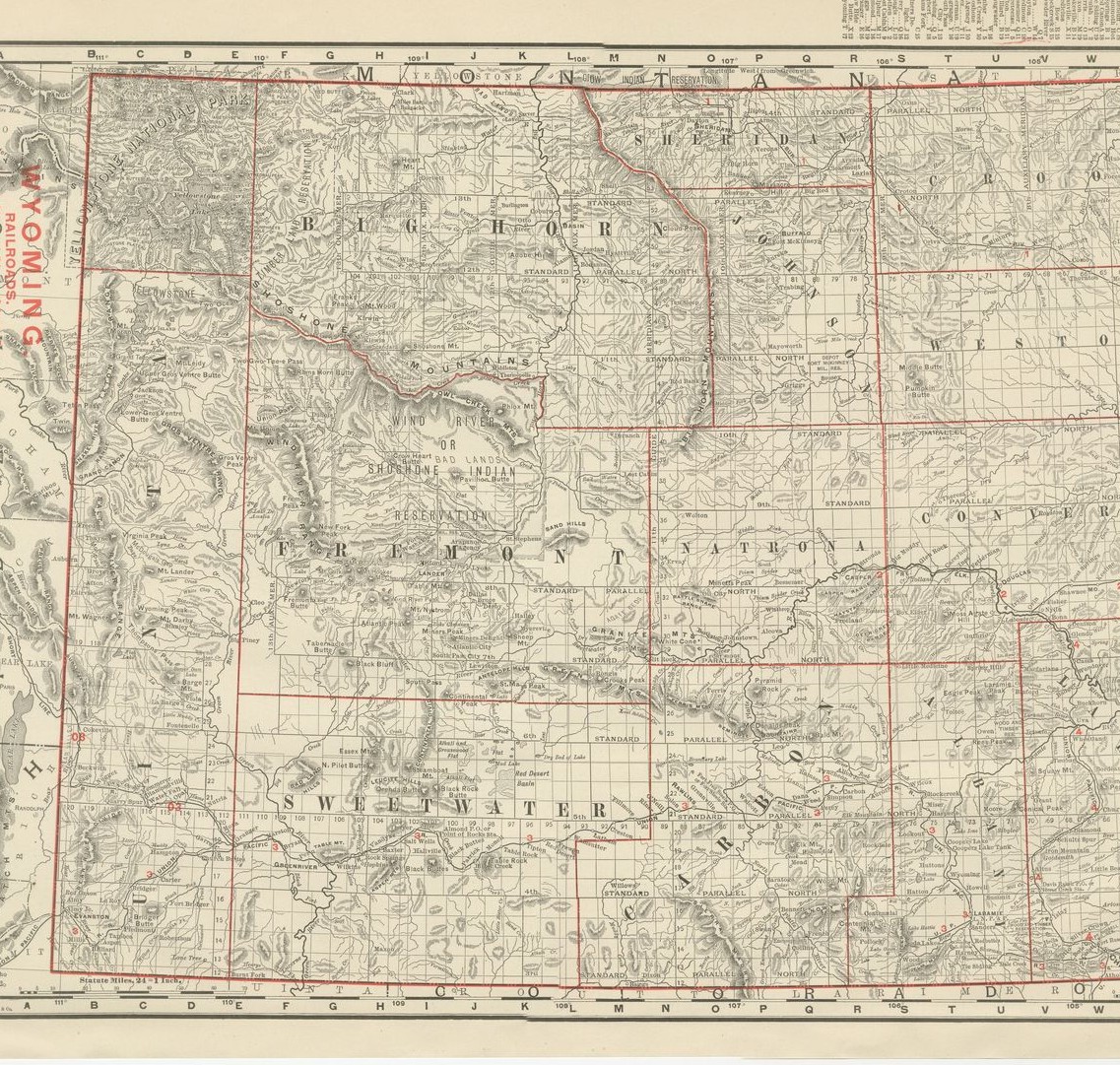 Antique Map of Wyoming, The Cowboy State, Rand McNally, 1899