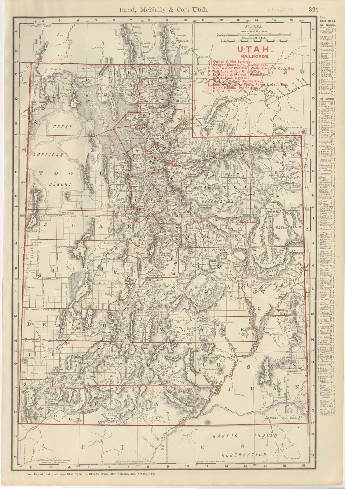 Antique Map of Utah, The Beehive State, Rand McNally, 1899