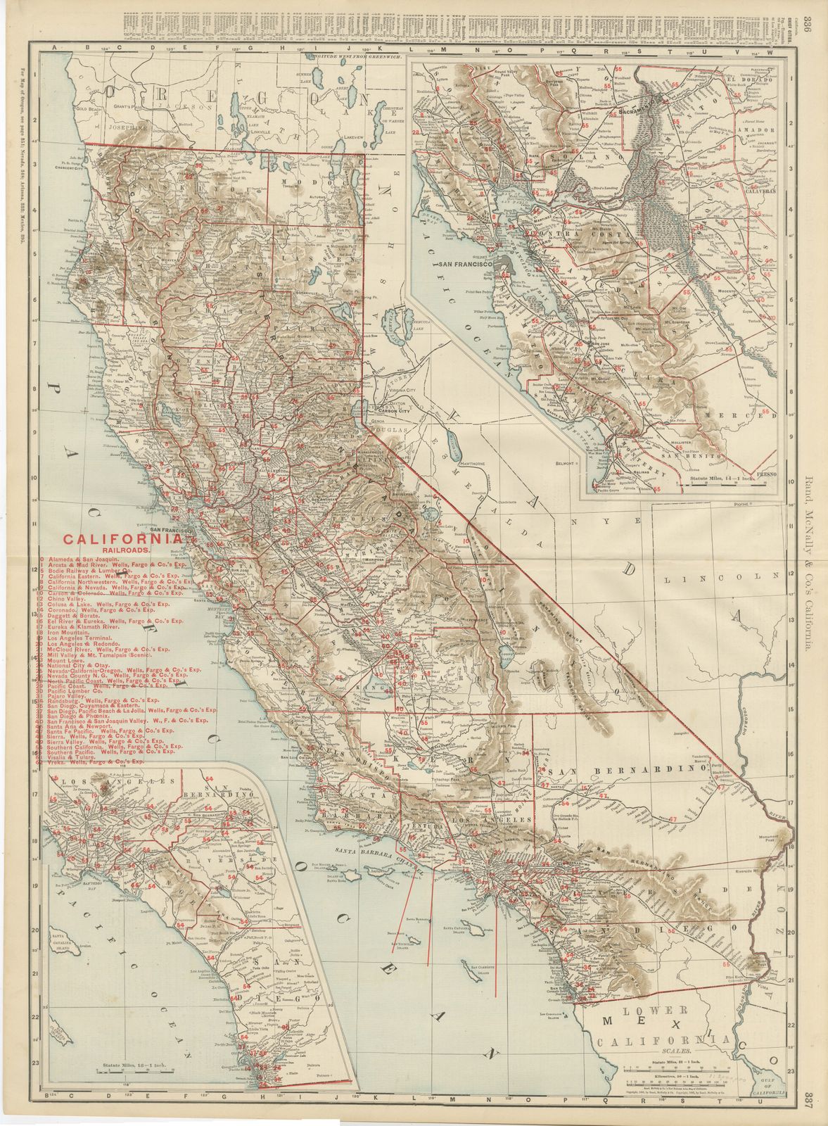 Antique Map of California, The Golden State, Rand McNally, 1899