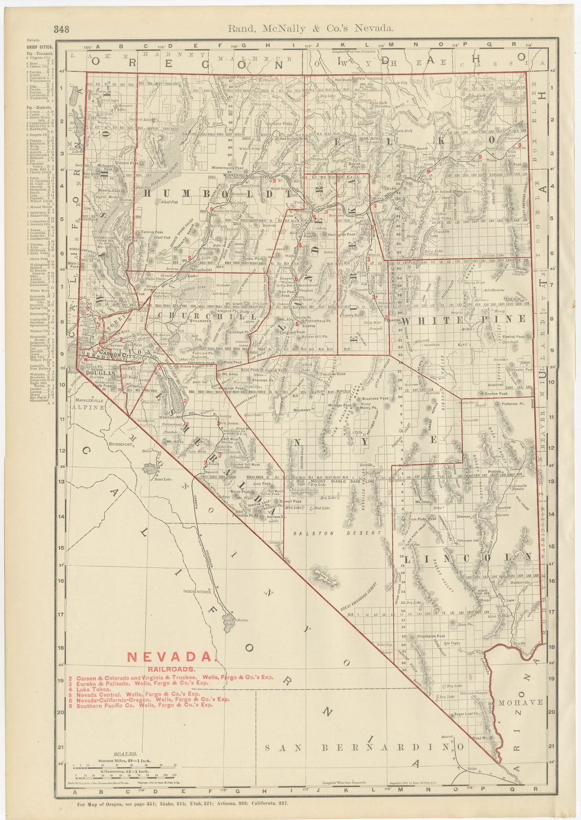 Antique Map of Nevada, The Silver State, Rand McNally, 1899