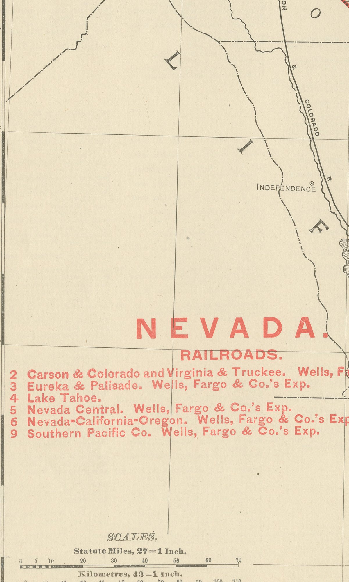 Antique Map of Nevada, The Silver State, Rand McNally, 1899