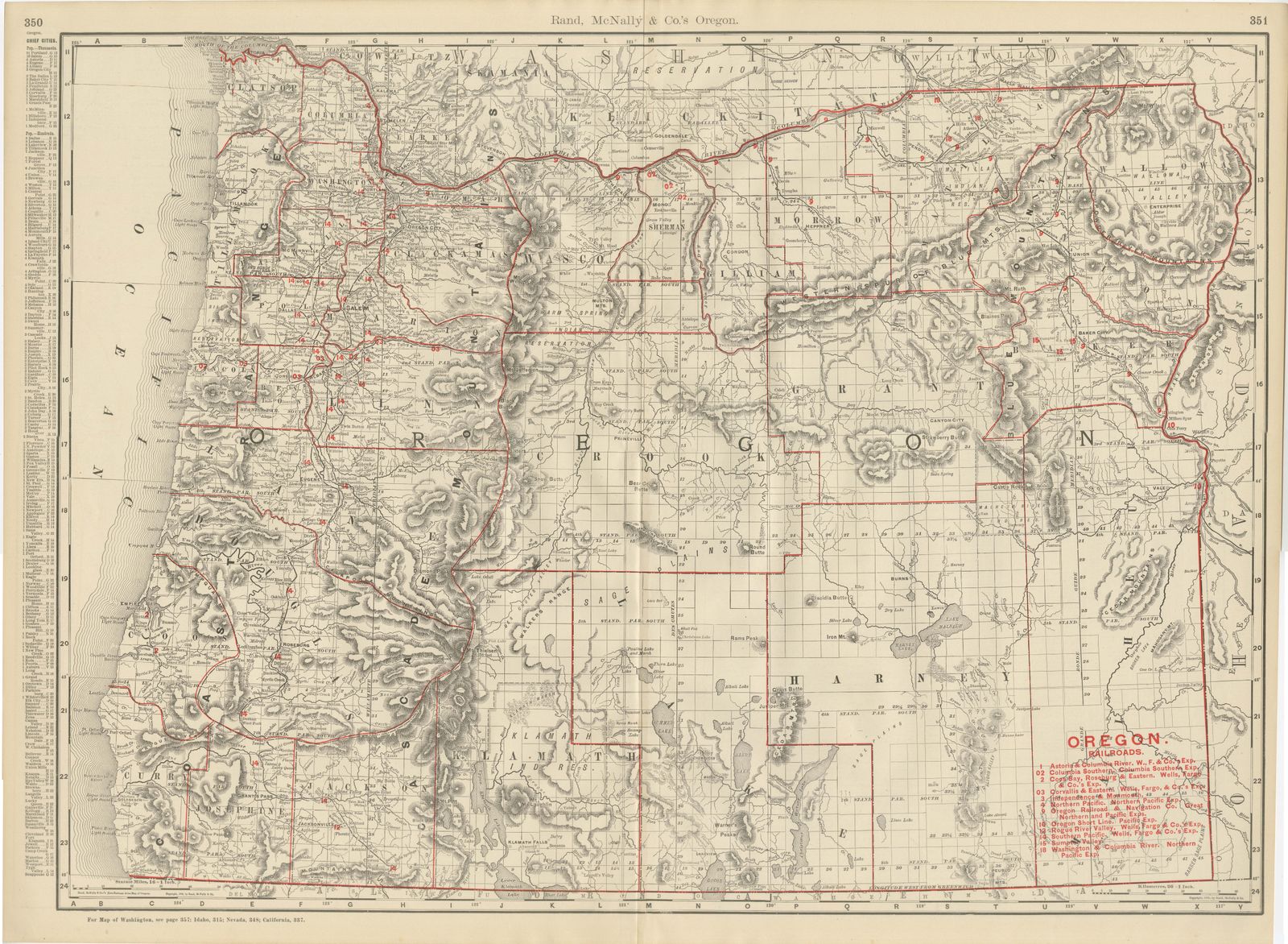 Antique Map of Oregon, The Beaver State, Rand McNally, 1899