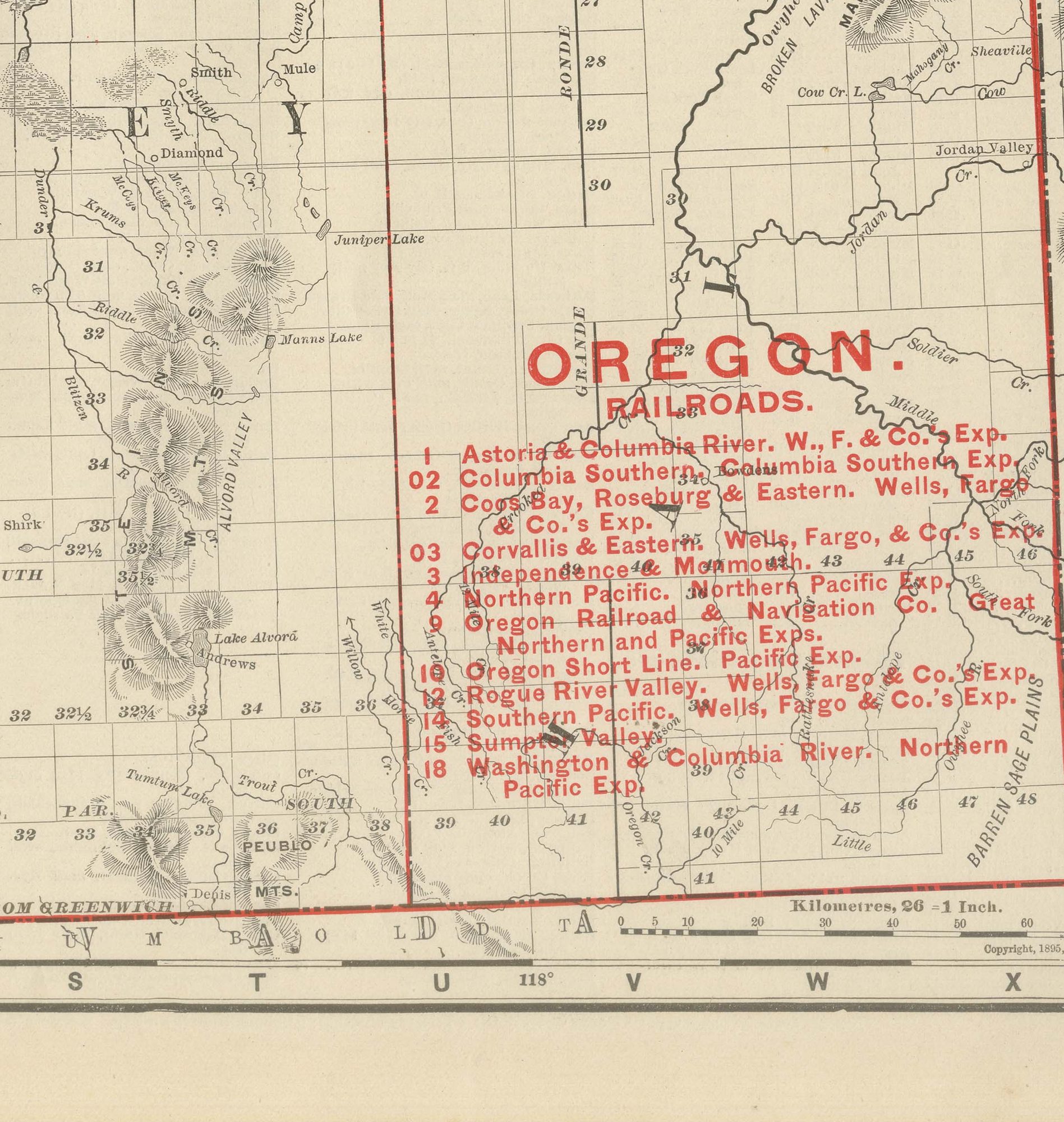 Antique Map of Oregon, The Beaver State, Rand McNally, 1899