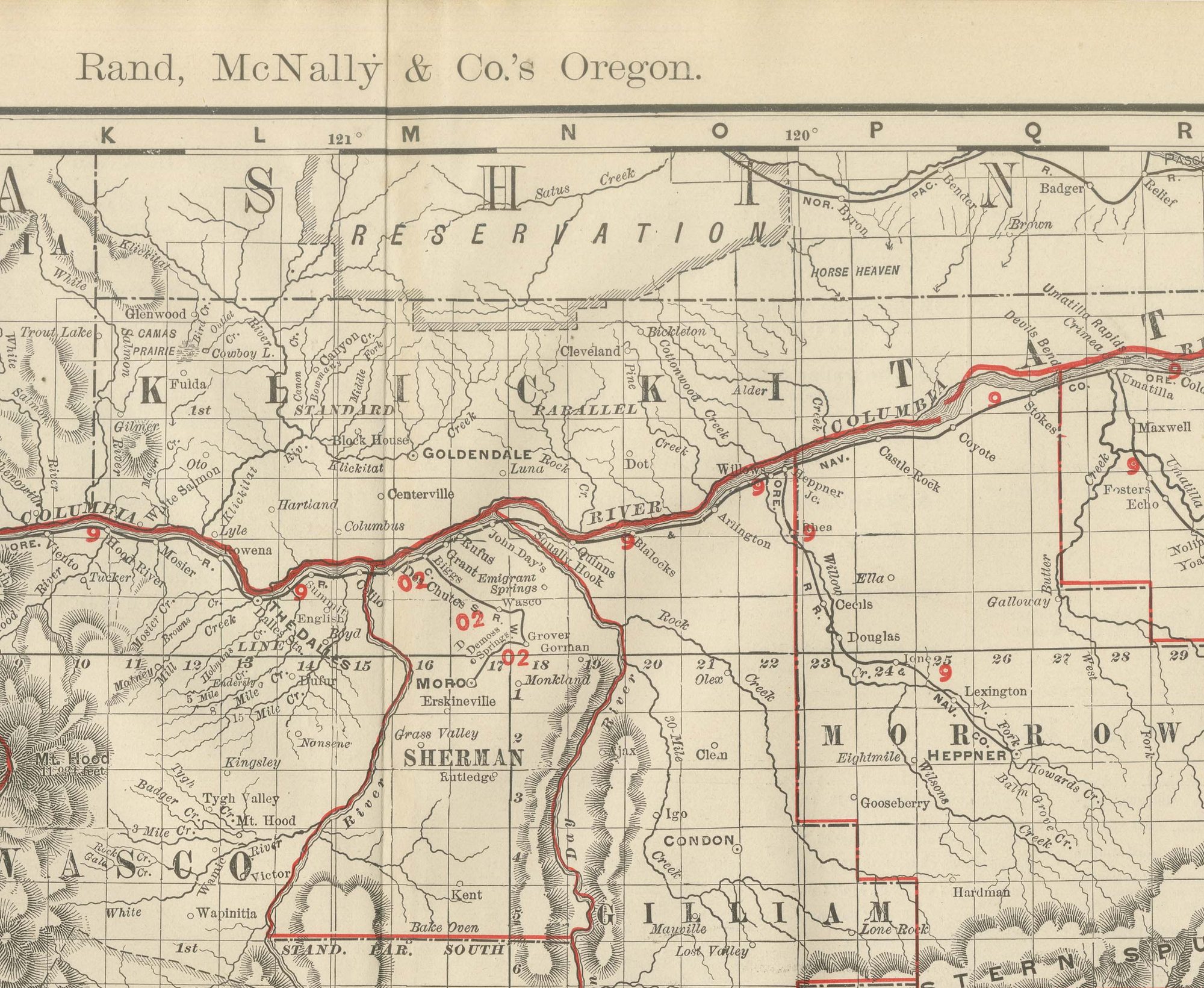 Antique Map of Oregon, The Beaver State, Rand McNally, 1899