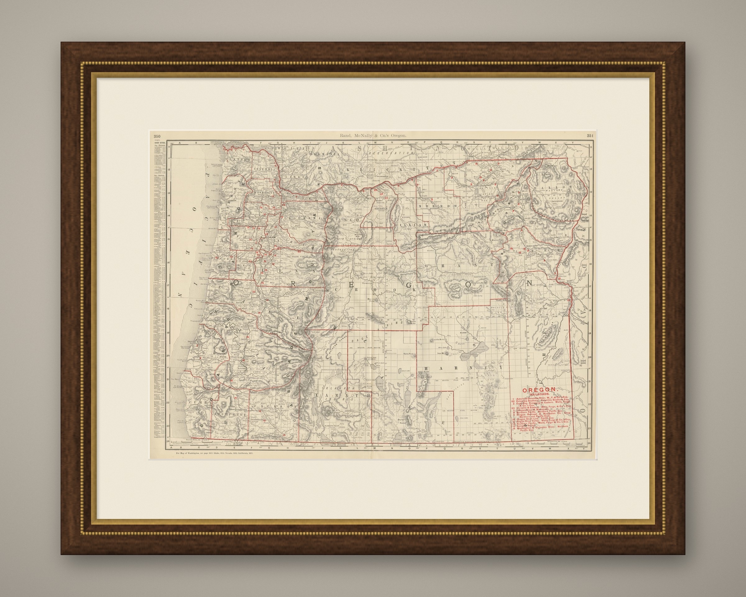 Antique Map of Oregon, The Beaver State, Rand McNally, 1899
