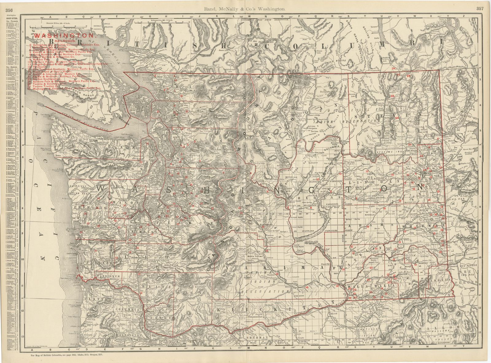Antique Map of Washington State, The Evergreen State, Rand McNally, 1899