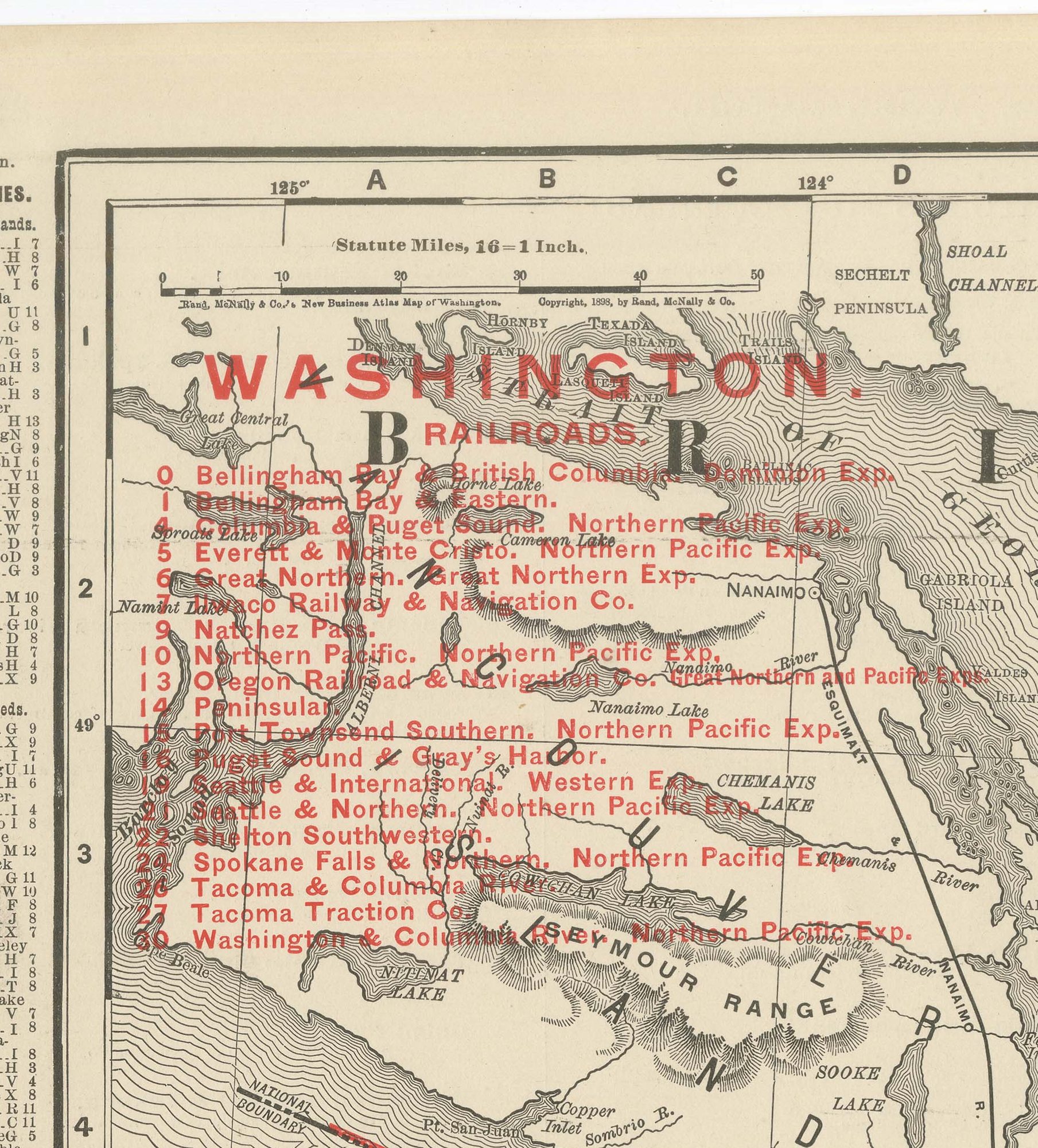 Antique Map of Washington State, The Evergreen State, Rand McNally, 1899