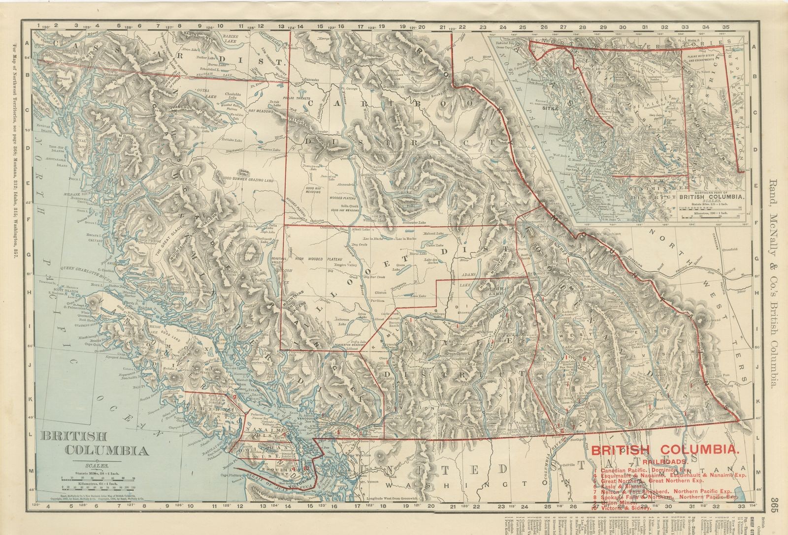 Antique Map of British Columbia, with Queen Charlotte Islands, 1899