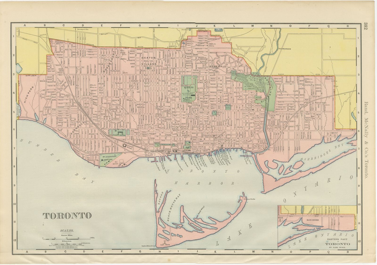 Antique Map of Toronto, with Queen's Park, Rand McNally, 1899