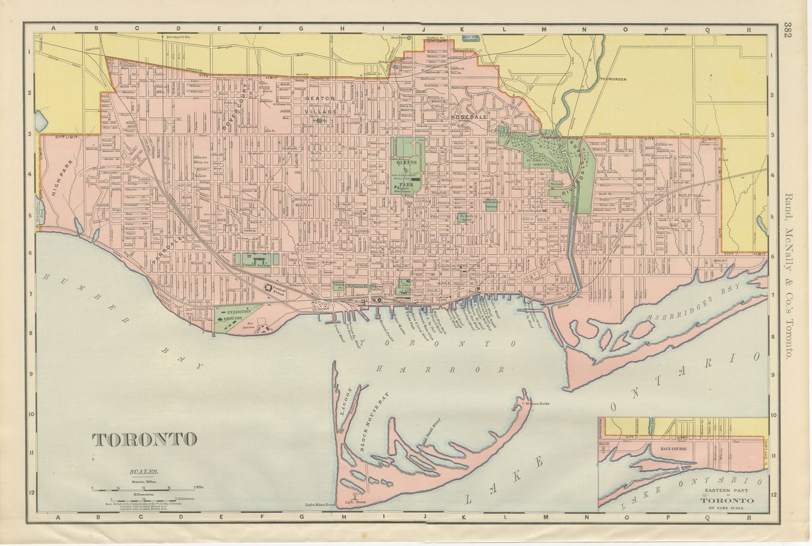 Antique Map of Toronto, with Queen's Park, Rand McNally, 1899