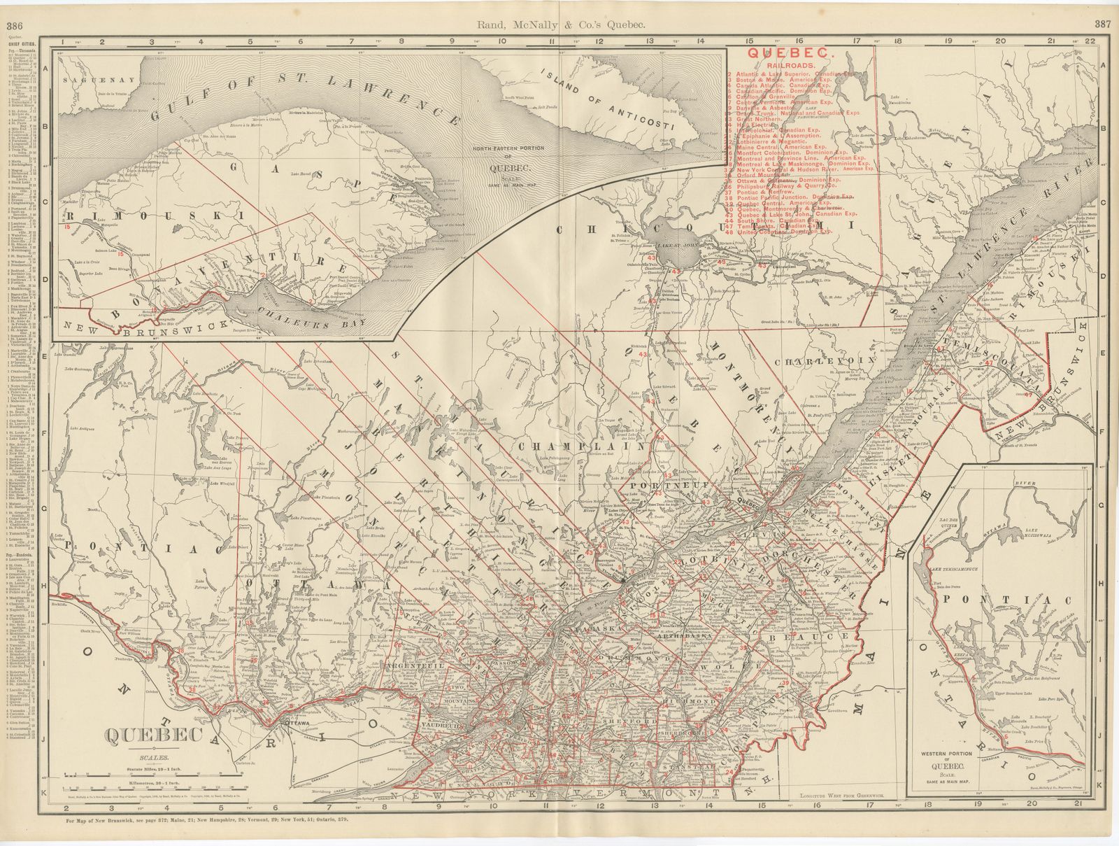 Antique Map of Quebec, with Gaspé Inset, Rand McNally, 1899