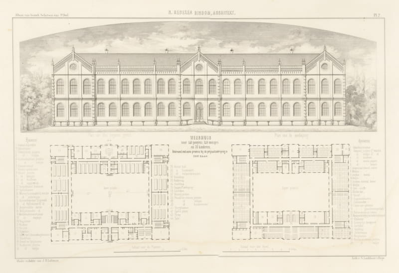 Prize-Winning Orphanage Design, Dutch Architecture Print, Leliman, 1865-1866