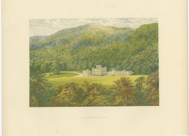 Taymouth Castle, Perthshire, Antique Morris Woodblock Print, circa 1870