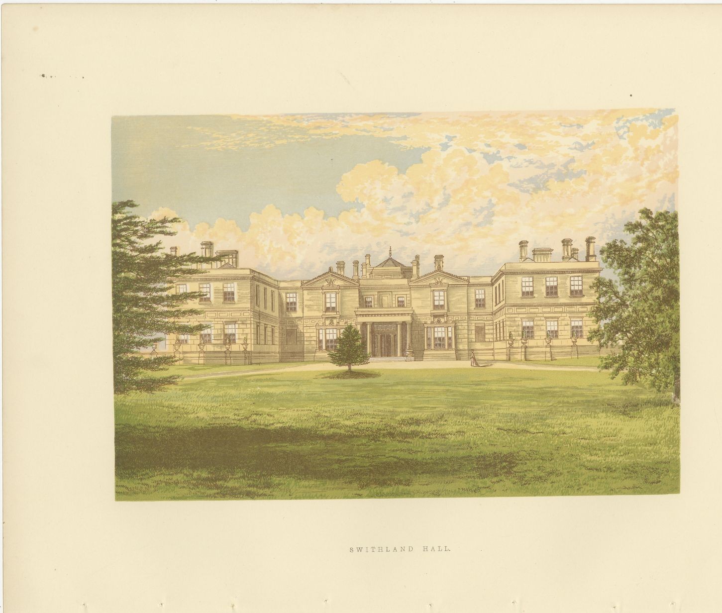 Swithland Hall, Leicestershire, Antique Morris Woodblock Print, circa 1870
