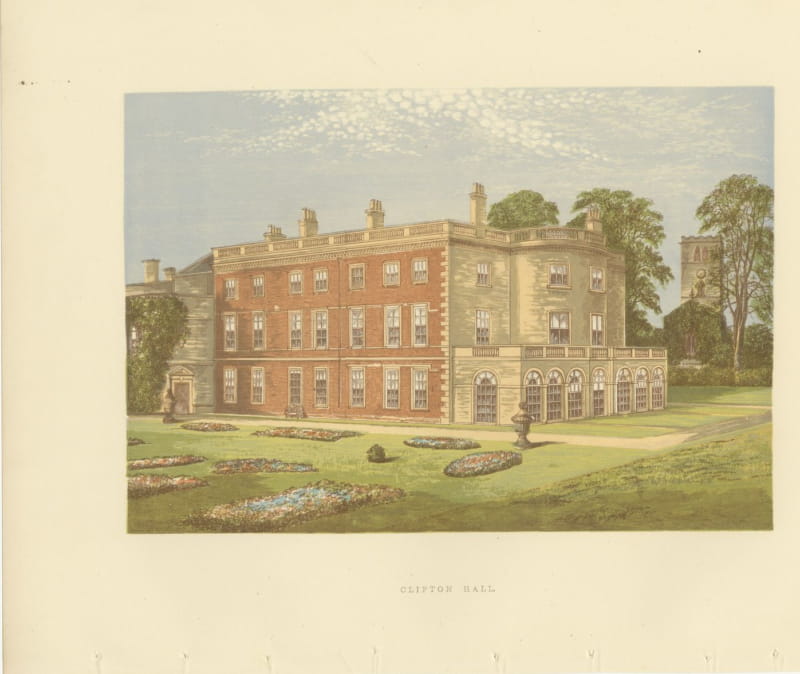 Clifton Hall, Nottinghamshire, Antique Morris Woodblock Print, circa 1870