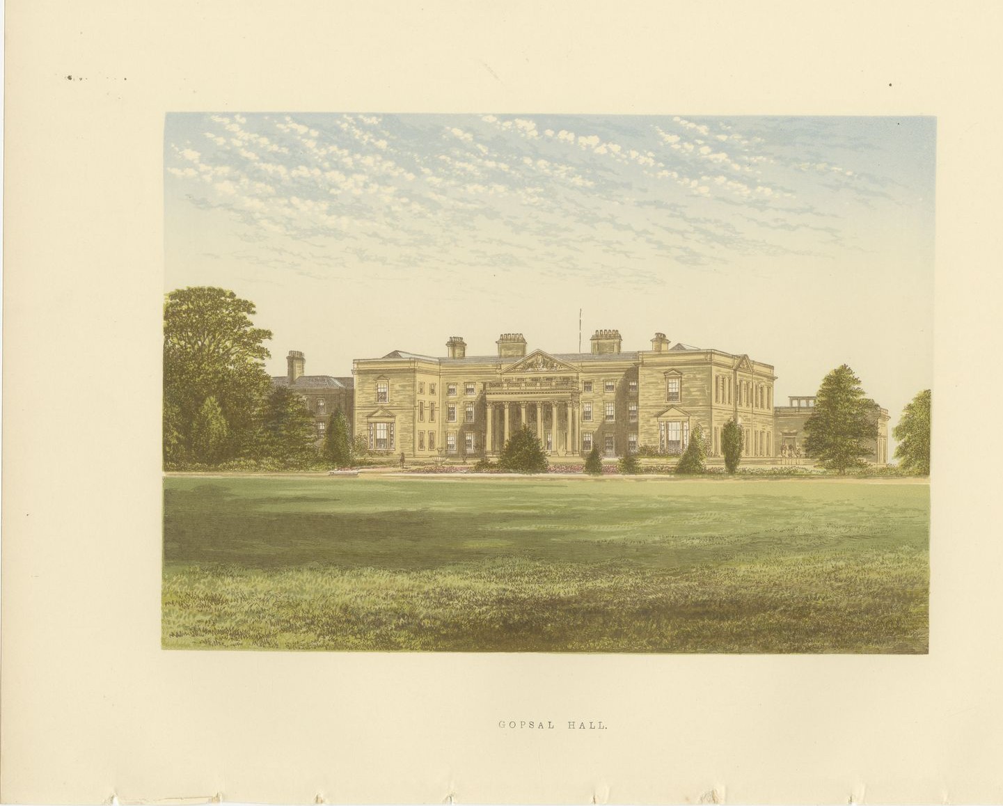 Gopsal Hall, Leicestershire, Antique Morris Woodblock Print, circa 1870