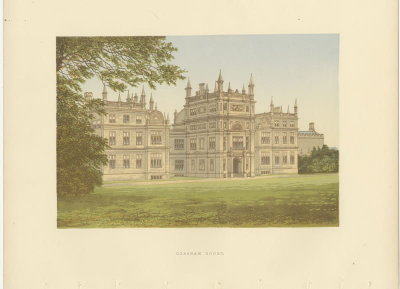 Corsham Court, Wiltshire, Antique Morris Woodblock Print, circa 1870