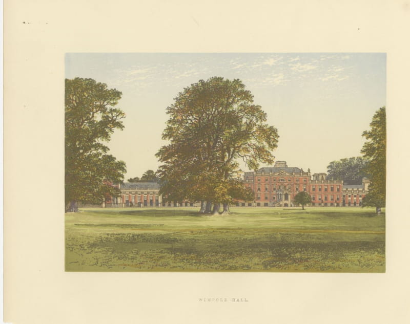 Wimpole Hall, Cambridgeshire, Antique Morris Woodblock Print, circa 1870