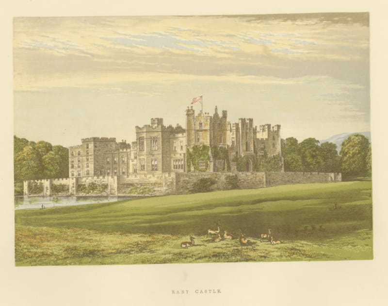 Raby Castle, County Durham, Antique Morris Woodblock Print, circa 1870