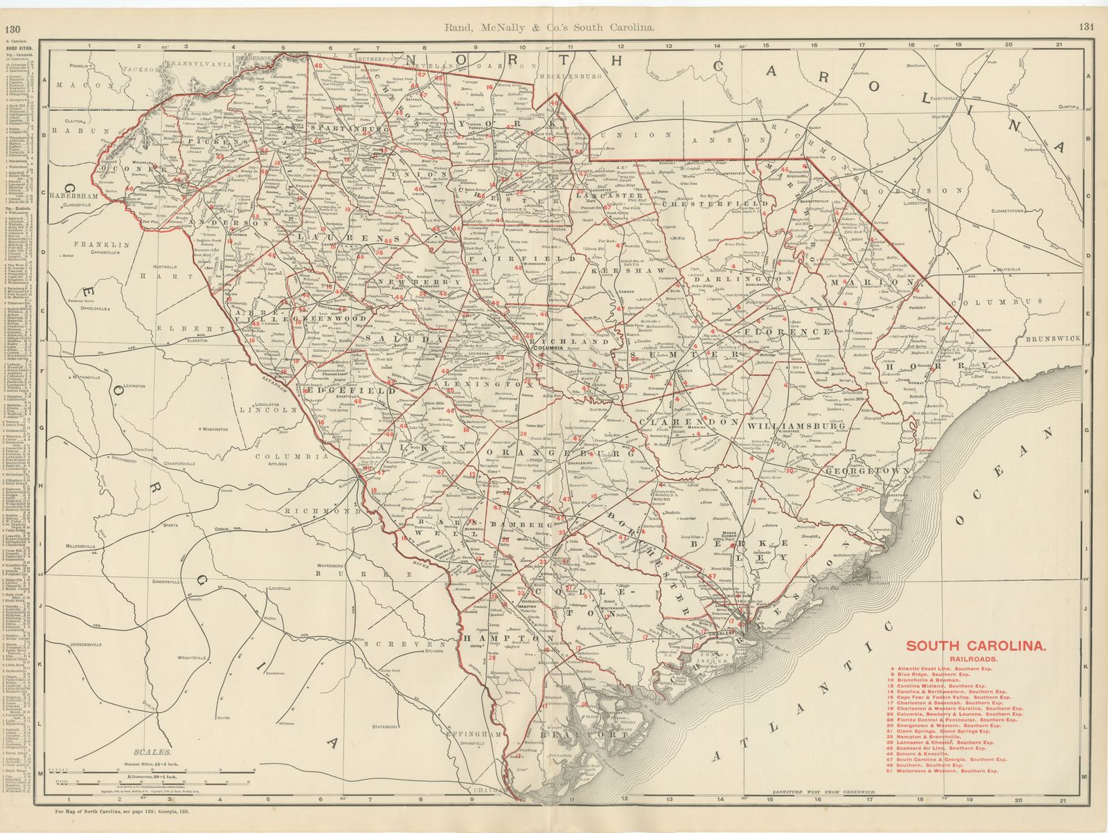 Antique Map of South Carolina, The Palmetto State, Rand McNally, 1899