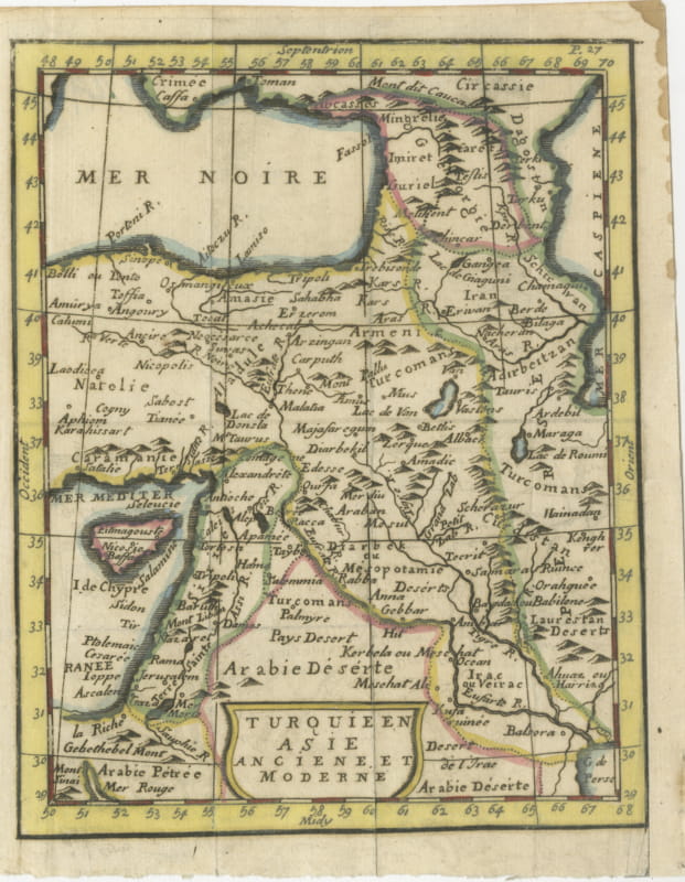 Antique Map of Turkey in Asia, Ancient and Modern, Pocket Map circa 1760