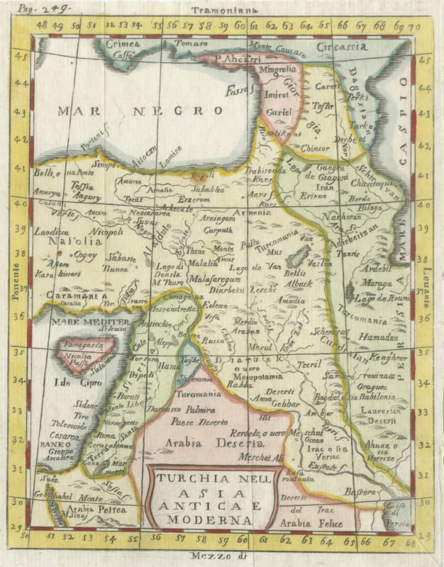 Antique Italian Map of Turkey in Asia by Buffier, Turchia nell Asia circa 1780