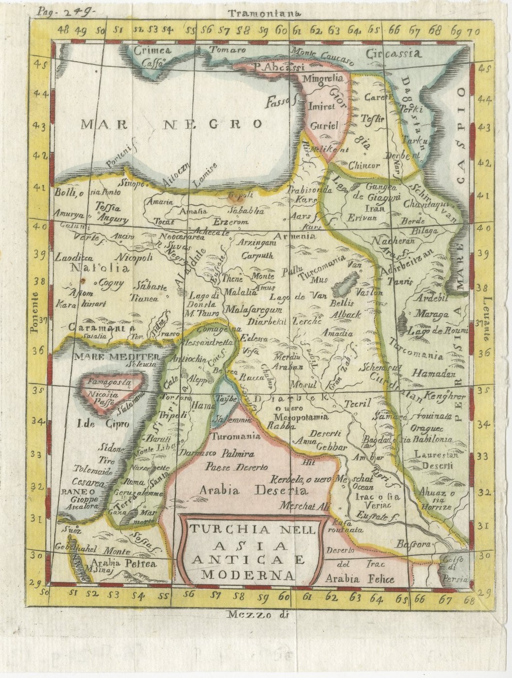 Antique Italian Map of Turkey in Asia by Buffier, Turchia nell Asia circa 1780