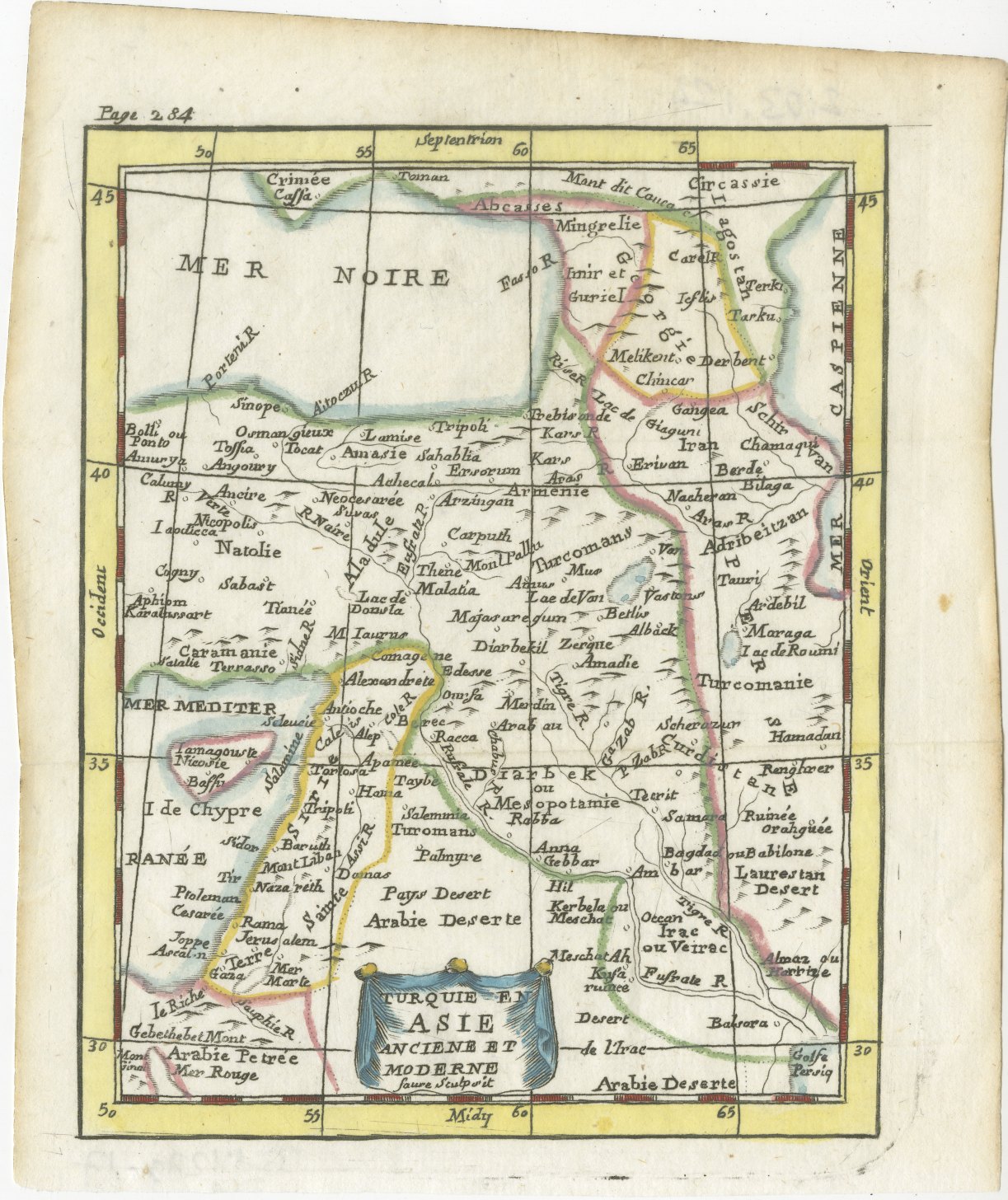 Antique Map of Turkey in Asia, Armenia and Mesopotamia, circa 1760